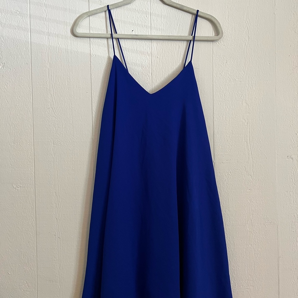 Lulu’s royal blue strappy dress with cross cross tie up in back